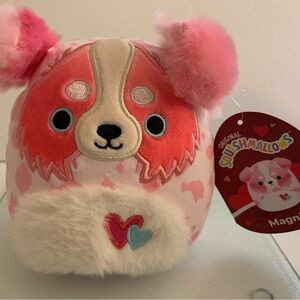 SQUISHMALLOWS MAGNIS The Dog 5" PINK 2 Hearts Kelly Toys BRAND NEW NWT